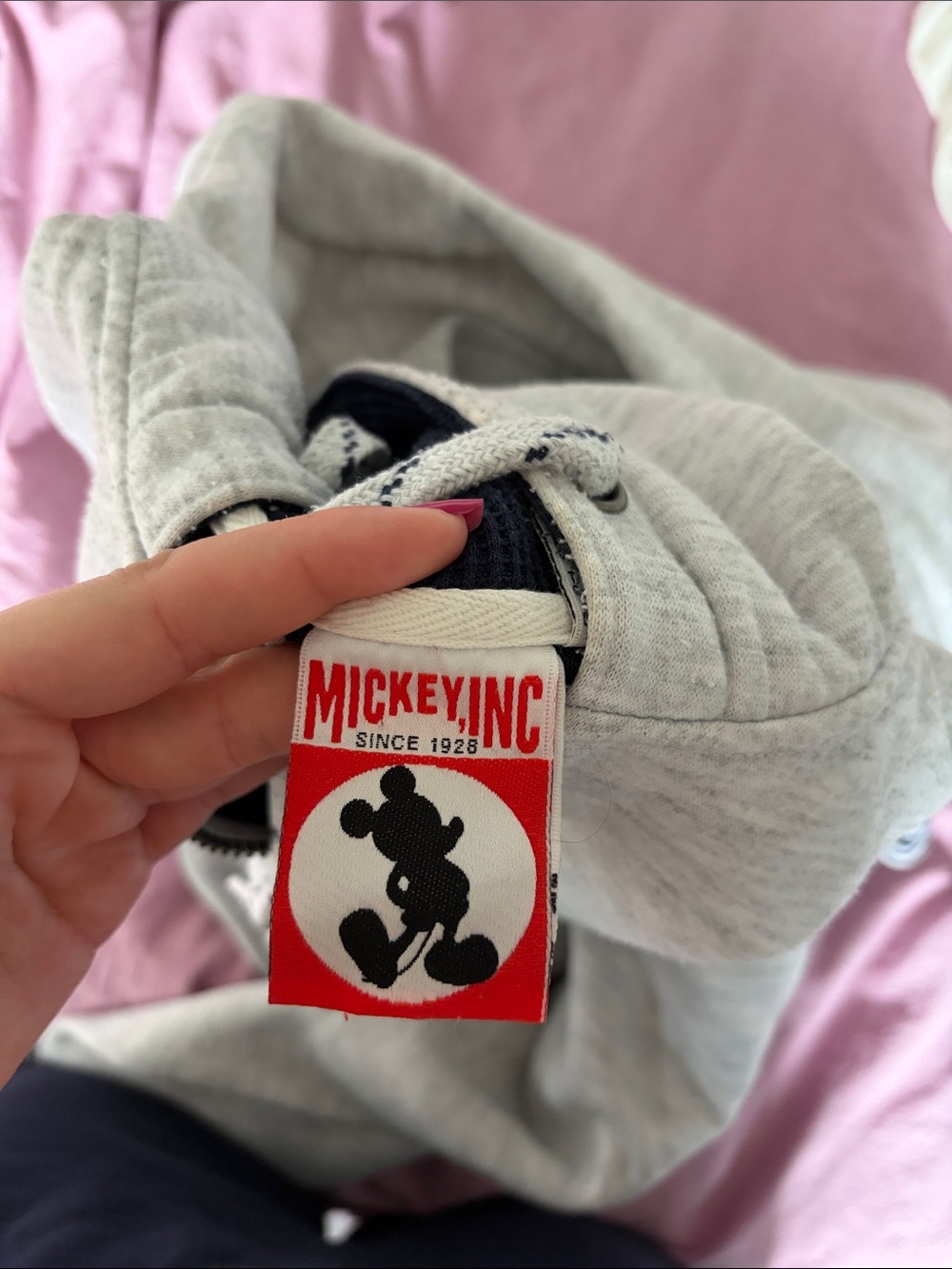 Mickey, Inc. Grey Hoodie with Red Logo Tag